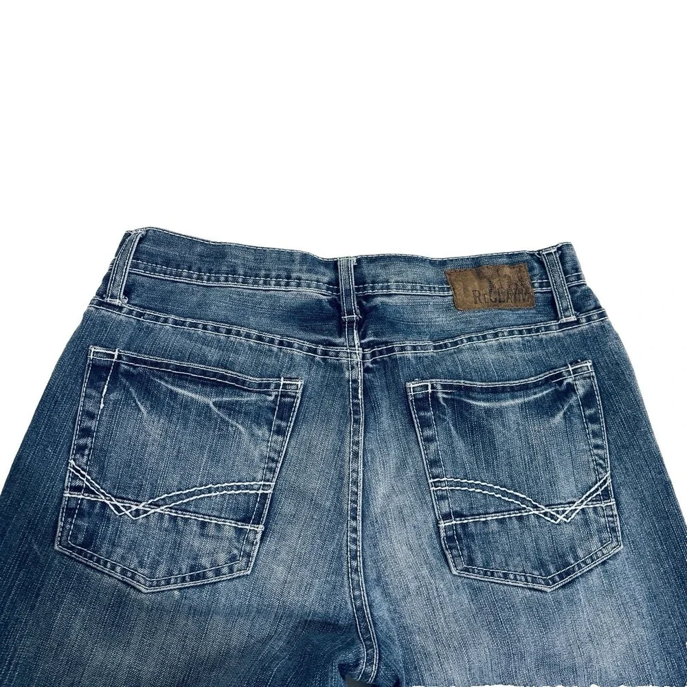 Reclaim Regular Straight Blue Jeans Mens 32x32 Contrast Stitching Whiskering